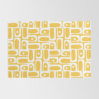 Mid Century Modern Piquet Geometric Multi Pattern Muted Mustard Yellow and White Rug Gallery Image 2
