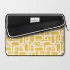 Mid Century Modern Piquet Geometric Multi Pattern Muted Mustard Yellow and White Laptop Sleeve Gallery Image 2