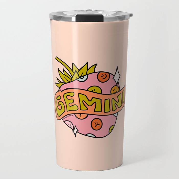 Gemini Strawberry Travel Mug Gallery Image 1