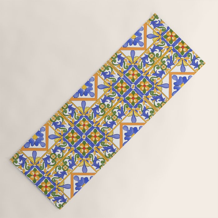 Summer,colourful detailed, Sicilian style art Yoga Mat Gallery Image 1