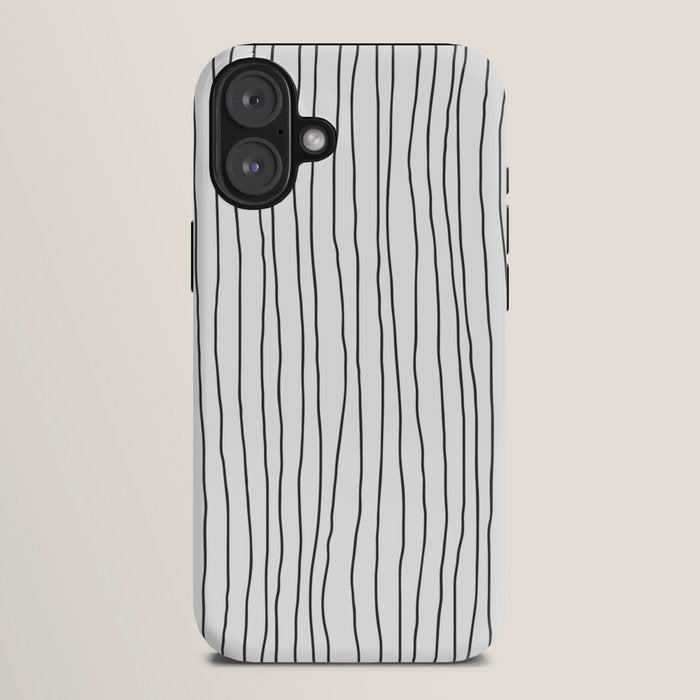 Hand Drawn Lines Vertical White Dark Gray iPhone Case Gallery Image 10