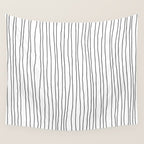 Hand Drawn Lines Vertical White Dark Gray Wall Tapestry Gallery Image 4