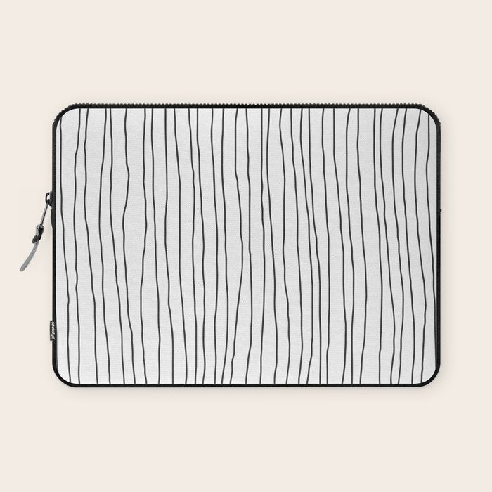 Hand Drawn Lines Vertical White Dark Gray Laptop Sleeve Gallery Image 1