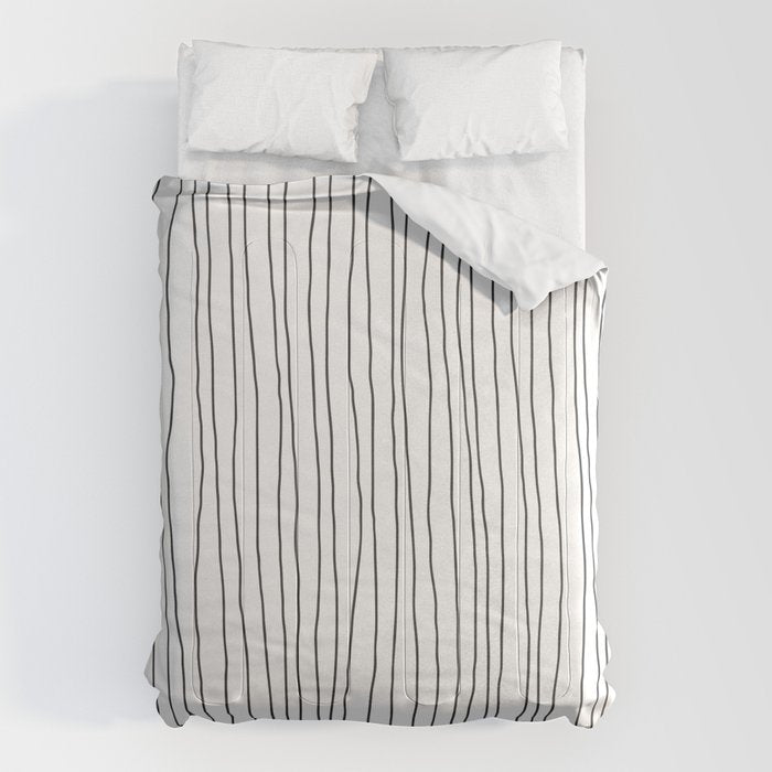 Hand Drawn Lines Vertical White Dark Gray Comforter Gallery Image 6