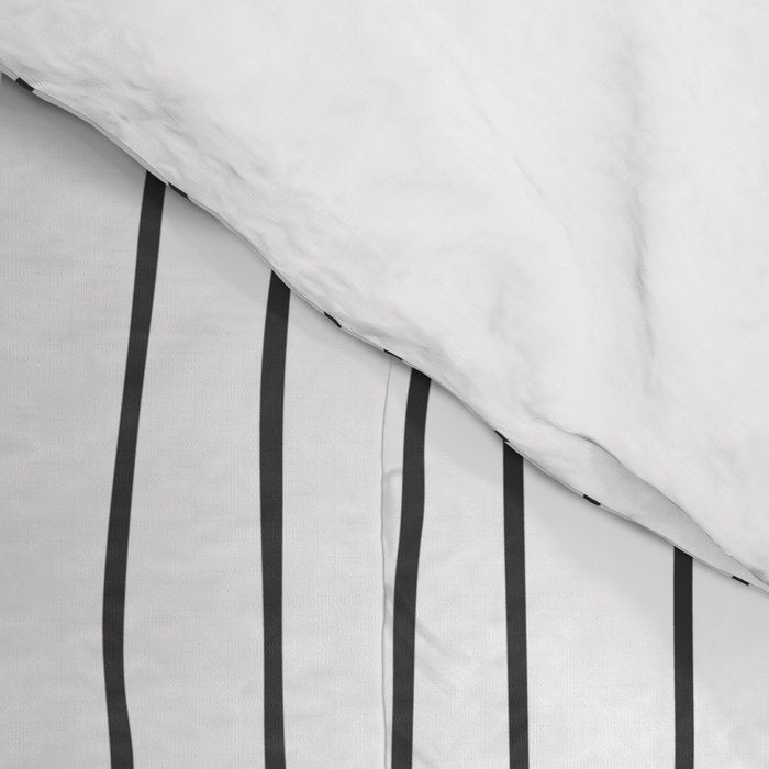 Hand Drawn Lines Vertical White Dark Gray Comforter Gallery Image 4