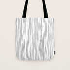 Hand Drawn Lines Vertical White Dark Gray Tote Bag Gallery Image 1