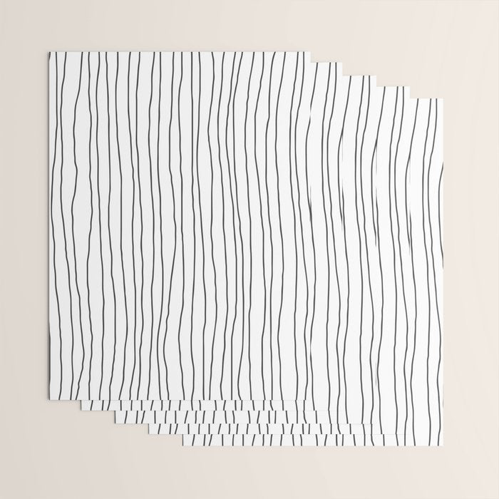Hand Drawn Lines Vertical White Dark Gray Wrapping Paper Gallery Image 3