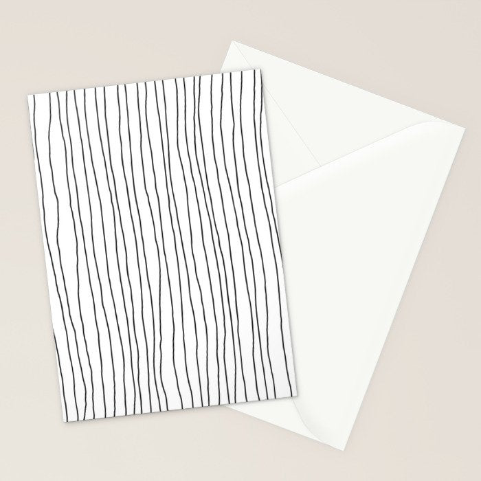 Hand Drawn Lines Vertical White Dark Gray Stationery Card Gallery Image 2