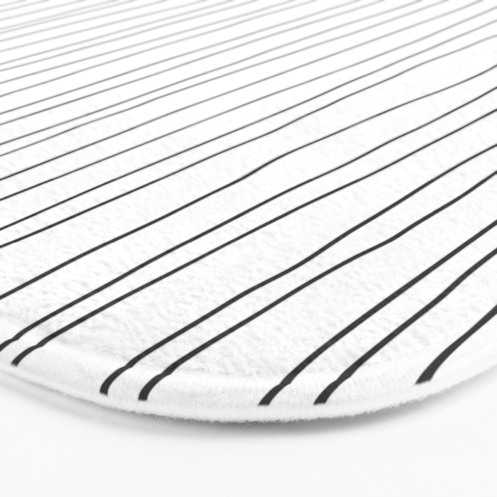 Hand Drawn Lines Vertical White Dark Gray Bath Mat Gallery Image 3