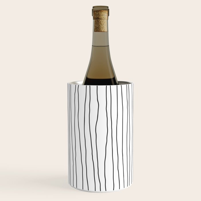 Hand Drawn Lines Vertical White Dark Gray Wine Chiller Gallery Image 2