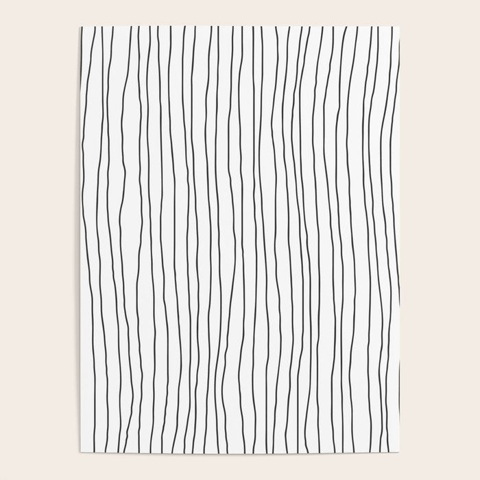 Hand Drawn Lines Vertical White Dark Gray Poster Gallery Image 4