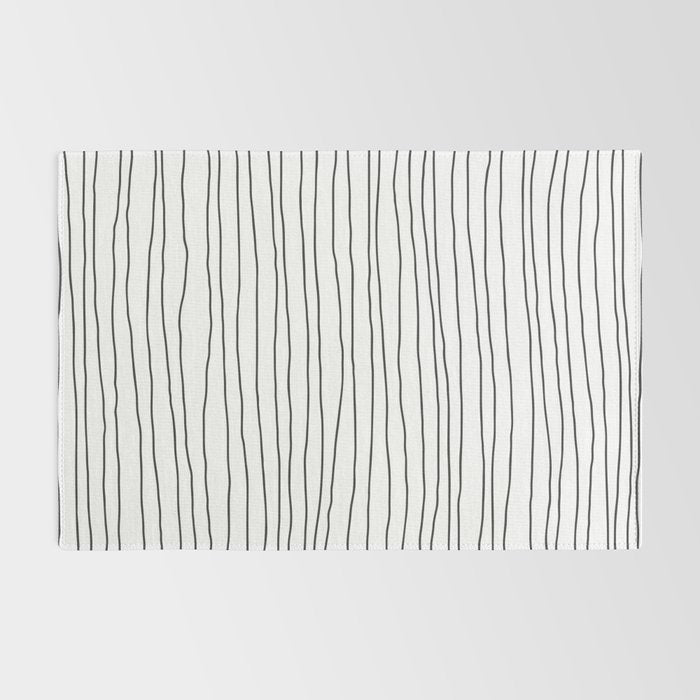 Hand Drawn Lines Vertical White Dark Gray Rug Gallery Image 2