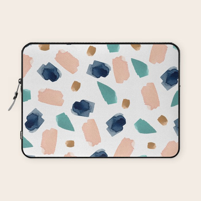 Terrazzo (turquoise, navy, pink & gold) Laptop Sleeve Gallery Image 1