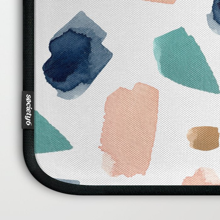 Terrazzo (turquoise, navy, pink & gold) Laptop Sleeve Gallery Image 3