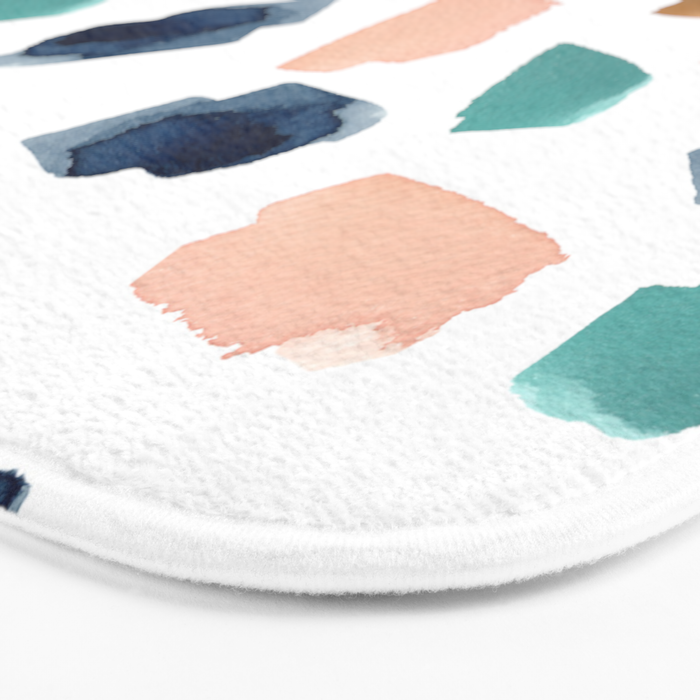 Terrazzo (turquoise, navy, pink & gold) Bath Mat Gallery Image 3