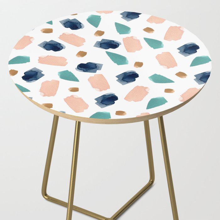 Terrazzo (turquoise, navy, pink & gold) Side Table Gallery Image 2