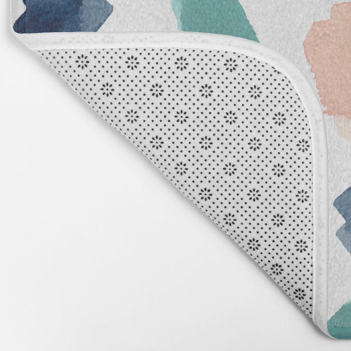 Terrazzo (turquoise, navy, pink & gold) Bath Mat Gallery Image 2