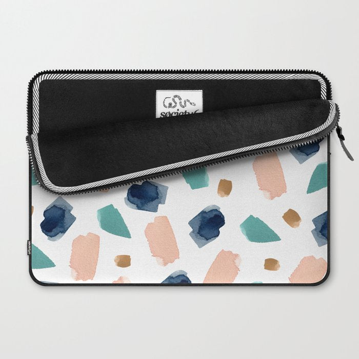 Terrazzo (turquoise, navy, pink & gold) Laptop Sleeve Gallery Image 2