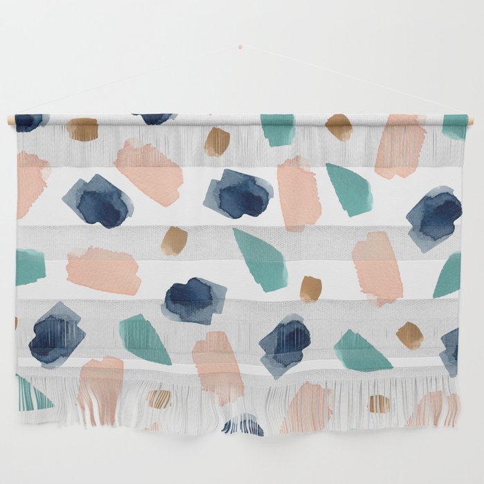 Terrazzo (turquoise, navy, pink & gold) Wall Hanging Gallery Image 1