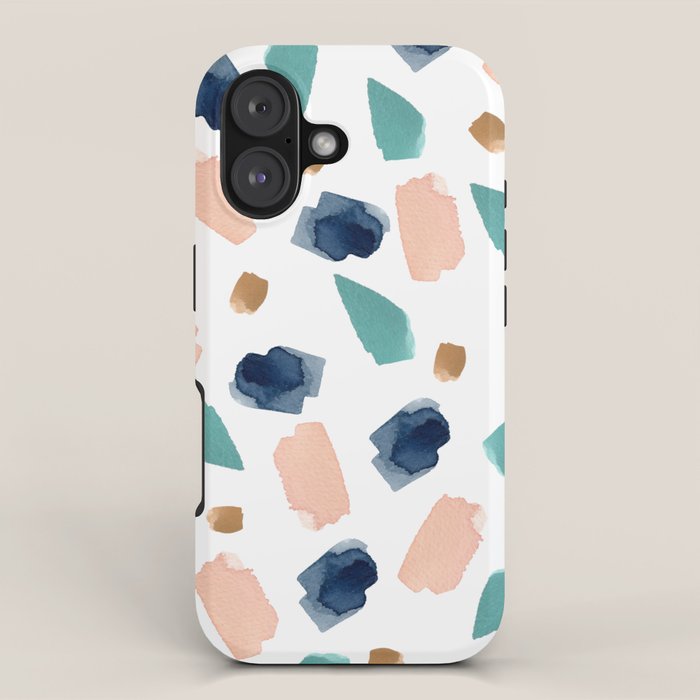 Terrazzo (turquoise, navy, pink & gold) iPhone Case Gallery Image 1