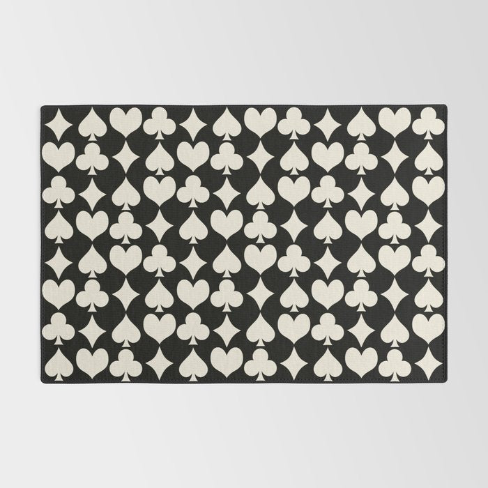 Card Suit Motifs I Black and White Rug Gallery Image 2