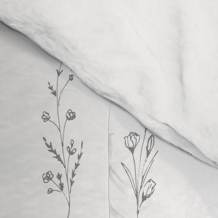 Wildflowers - Grey Flowers Comforter Gallery Image 4