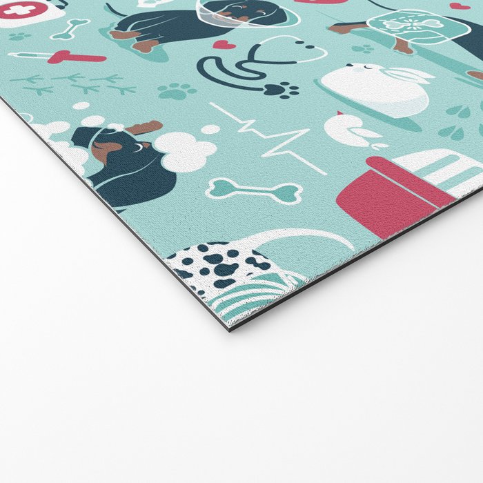 Veterinary medicine, happy and healthy friends // aqua background Welcome Mat Gallery Image 2
