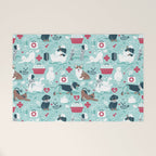 Veterinary medicine, happy and healthy friends // aqua background Welcome Mat Gallery Image 1
