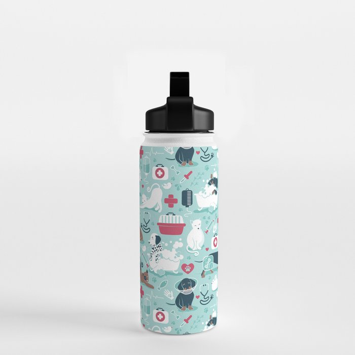 Veterinary medicine, happy and healthy friends // aqua background Water Bottle Gallery Image 2