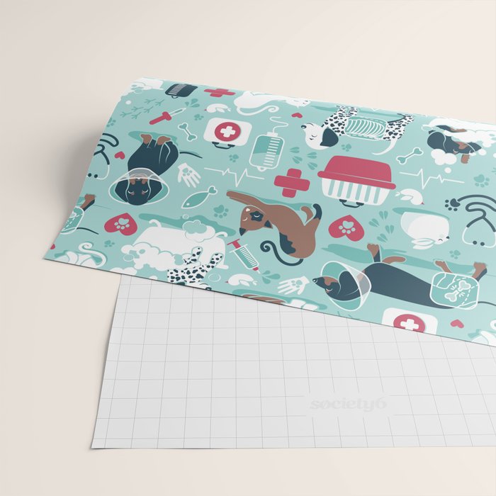 Veterinary medicine, happy and healthy friends // aqua background Wrapping Paper Gallery Image 2