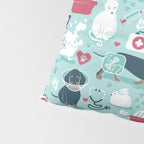 Veterinary medicine, happy and healthy friends // aqua background Pillow Sham Gallery Image 4