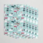 Veterinary medicine, happy and healthy friends // aqua background Wrapping Paper Gallery Image 3