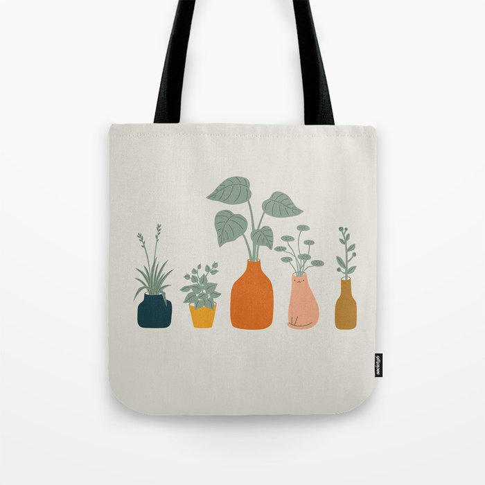 Cat and Plant 9 Tote Bag Gallery Image 1
