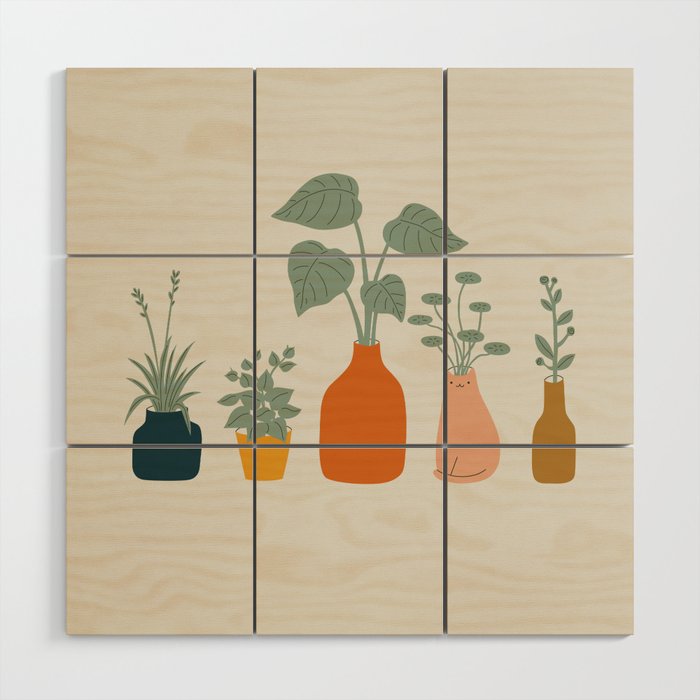 Cat and Plant 9 Wood Wall Art Gallery Image 1