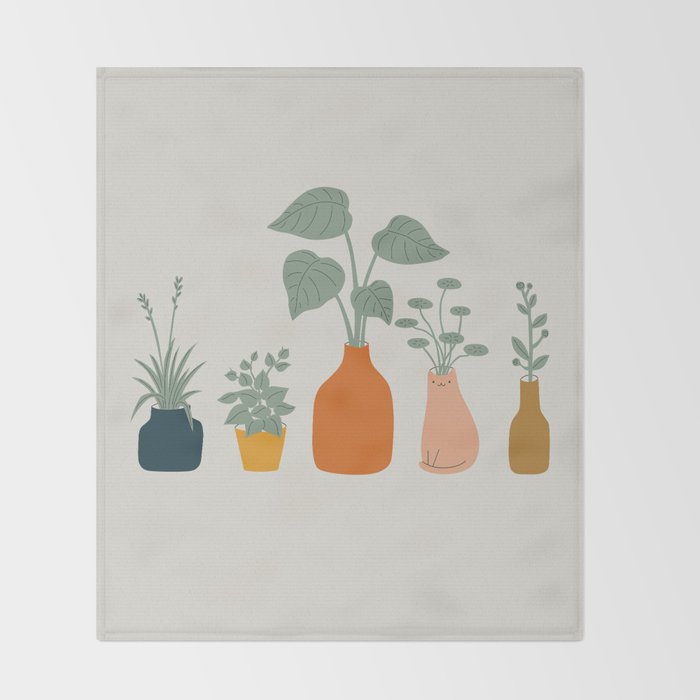 Cat and Plant 9 Throw Blanket Gallery Image 2
