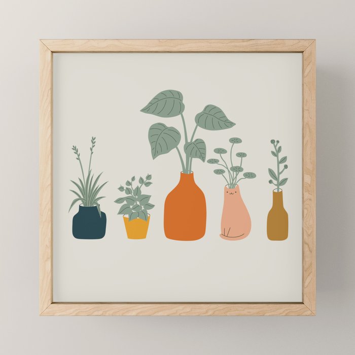 Cat and Plant 9 Mini Art Print Gallery Image 1