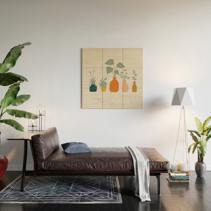 Cat and Plant 9 Wood Wall Art Gallery Image 2