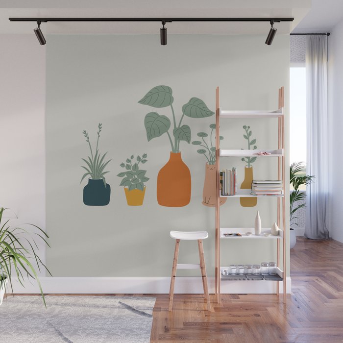 Cat and Plant 9 Wall Mural Gallery Image 1