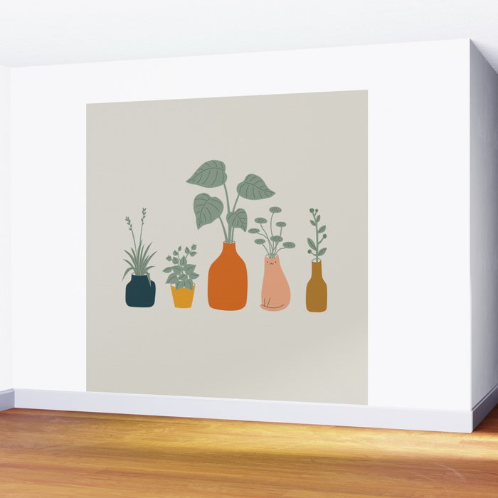 Cat and Plant 9 Wall Mural Gallery Image 2