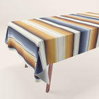 Indigo Blue, Amber Brown and Navajo White Southwest Serape Blanket Stripes Tablecloth Gallery Image 1