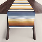 Indigo Blue, Amber Brown and Navajo White Southwest Serape Blanket Stripes Table Runner Gallery Image 1