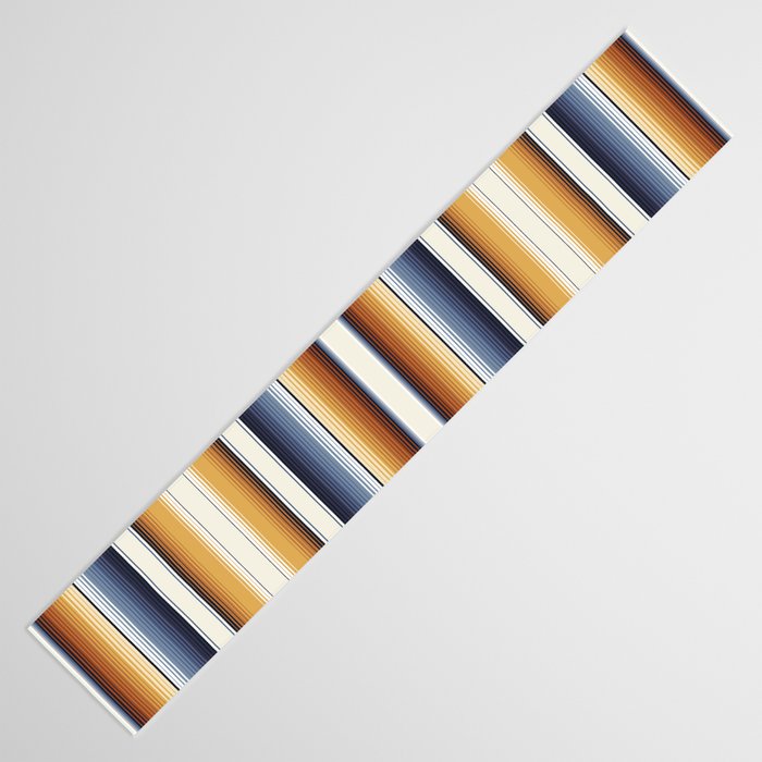 Indigo Blue, Amber Brown and Navajo White Southwest Serape Blanket Stripes Table Runner Gallery Image 3