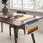 Indigo Blue, Amber Brown and Navajo White Southwest Serape Blanket Stripes Table Runner Gallery Image 2