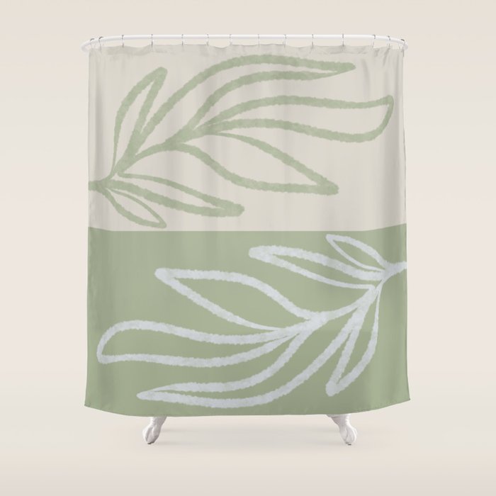 Laurel Leaves in Balance - Sage Green  Shower Curtain Gallery Image 1