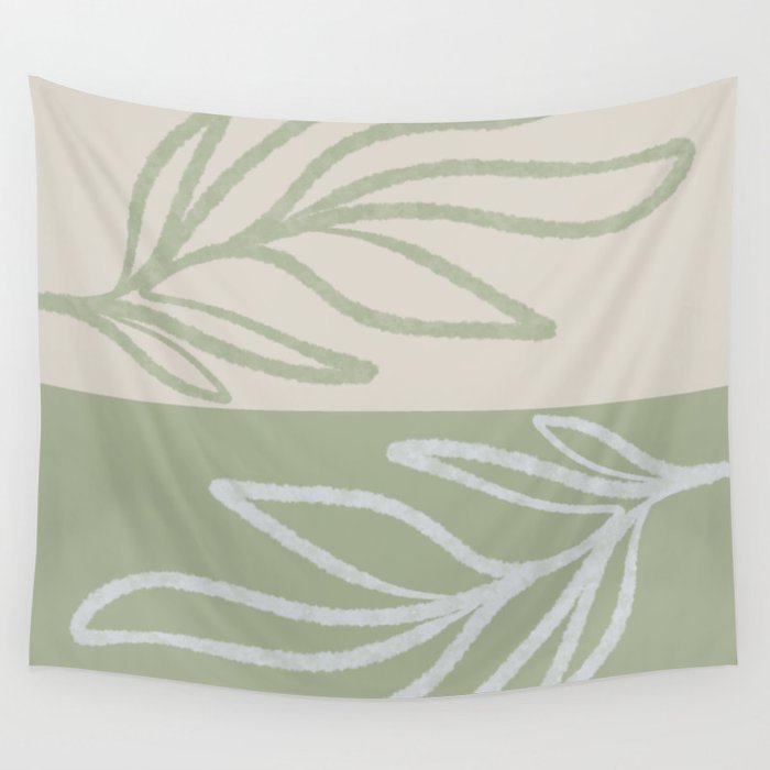 Laurel Leaves in Balance - Sage Green  Wall Tapestry Gallery Image 4