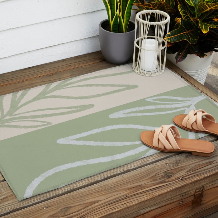 Laurel Leaves in Balance - Sage Green  Outdoor Rug Gallery Image 2