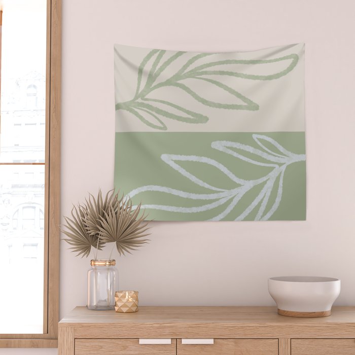 Laurel Leaves in Balance - Sage Green  Wall Tapestry Gallery Image 2