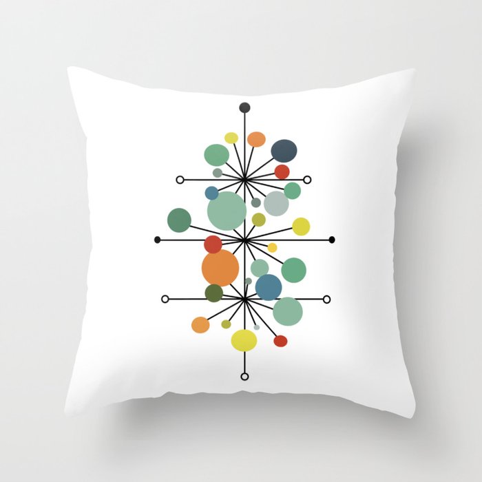 Atomic Age Nuclear Abstract Motif â Mid Century Modern Pattern Throw Pillow Gallery Image 1