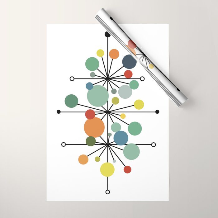 Atomic Age Nuclear Abstract Motif â Mid Century Modern Pattern Wrapping Paper Gallery Image 1
