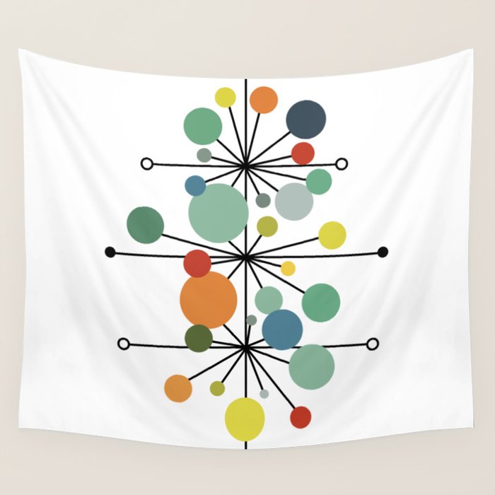 Atomic Age Nuclear Abstract Motif â Mid Century Modern Pattern Wall Tapestry Gallery Image 4